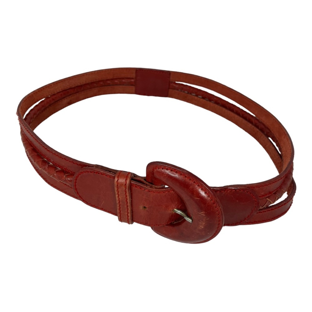 Echo Red Leather Braided Belt